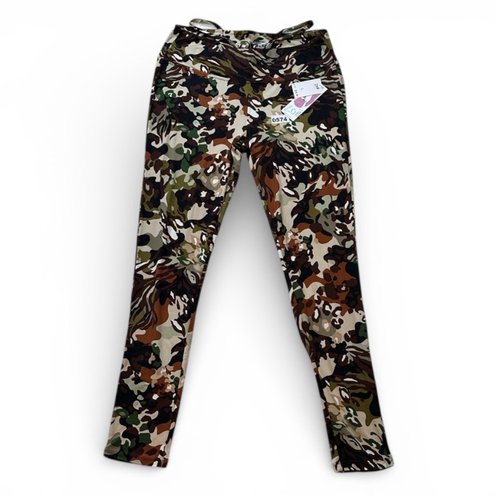 Zoe +Phoebe camouflage Print Women's Large Leggings stylish waist stretch